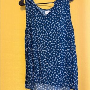Velvet Navy Floral Sleeveless Blouse